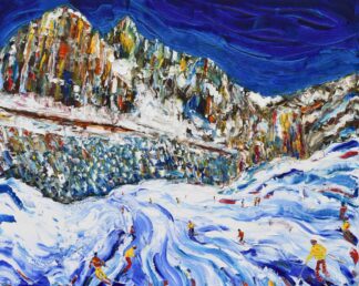 Cortina Dolomites, Italy Ski Painting Ski Print