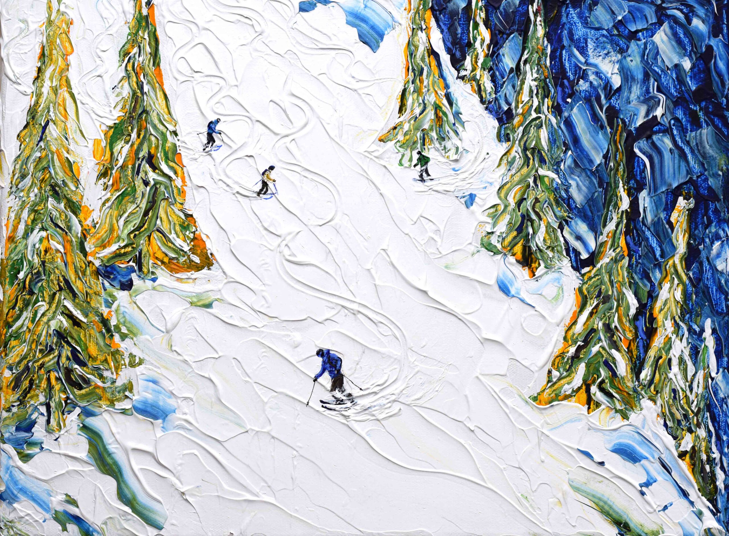 Les Gets off pistes ski painting