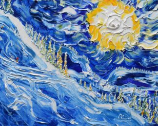 Morzine Skiing Paintings Portes Du Soleil