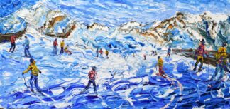 St Anton skiing painting and print