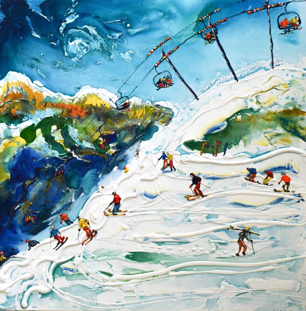 Ski Painting available as a ski print and ski poster of Portes du Soleil