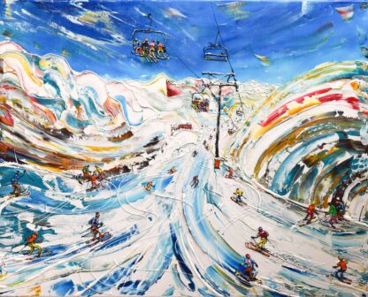 Val Thorens Chairlift Ski Snowboarder Art
