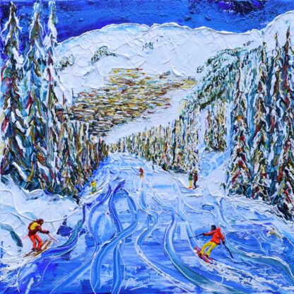 Verbier skiing painting and prints