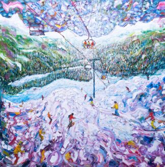 Meribel Skiing Painting and Ski Print