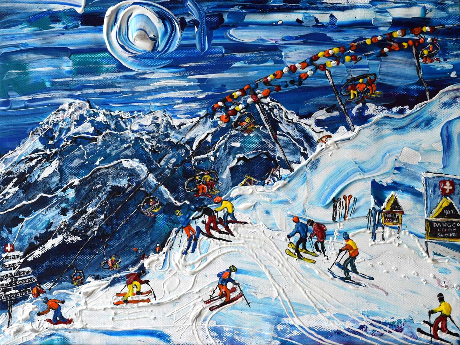 Swiss Wall Morzine Ski Painting & Print Portes Du Soleil