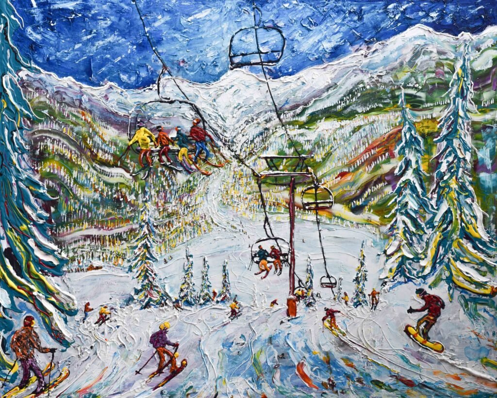 Meribel Mottaret, Val Thorens & Courchevel 3 Valleys Ski Art Painting