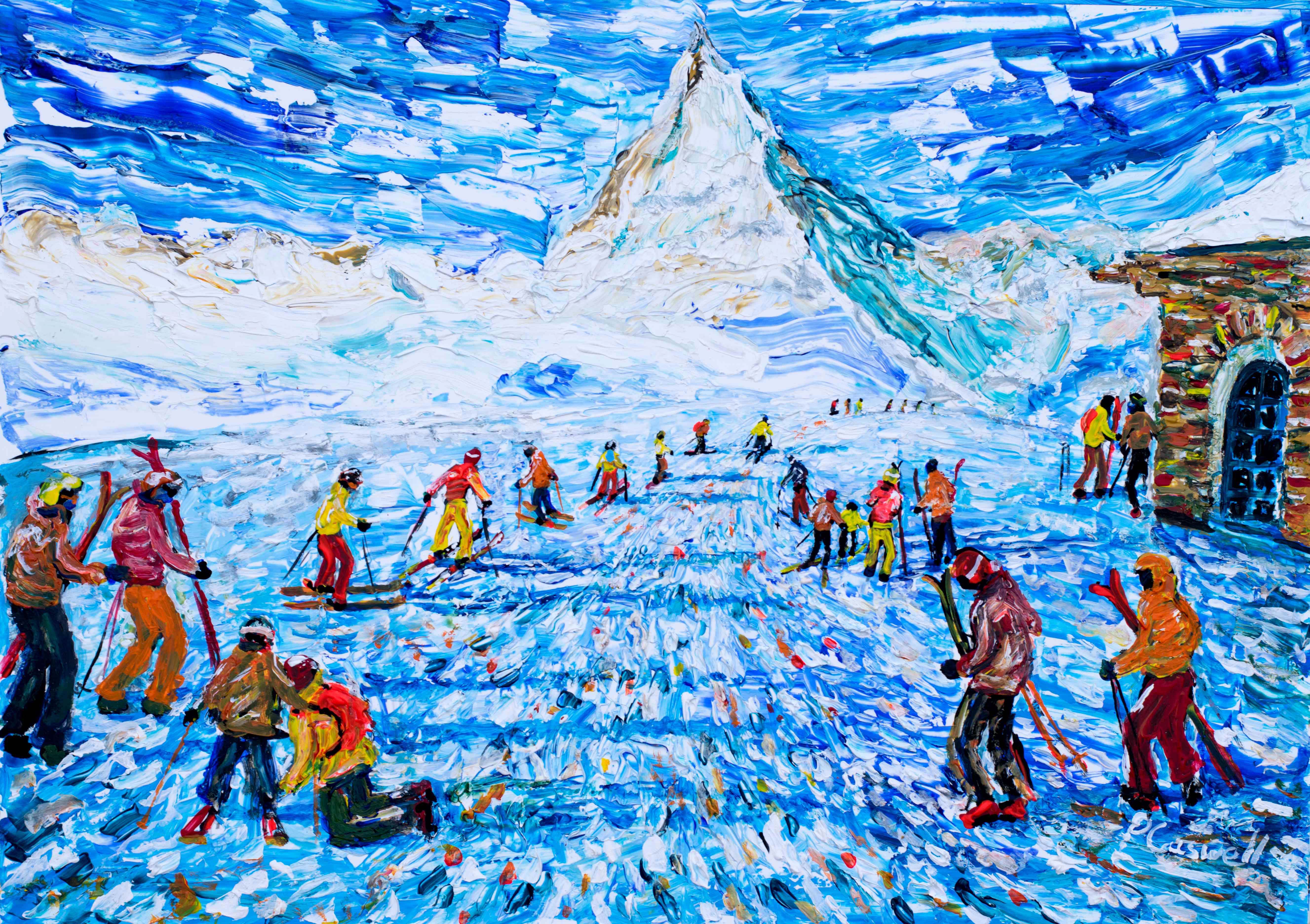 Matterhorn Zermatt Skiing painting