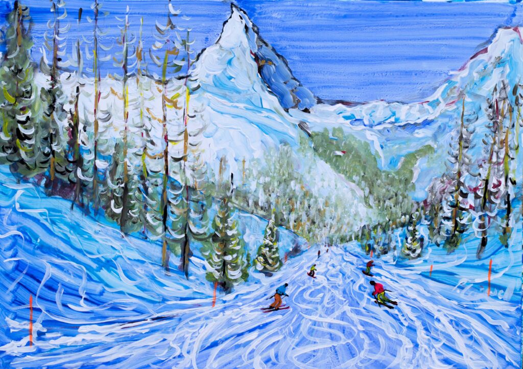 Zermatt Ski Painting and Ski Print