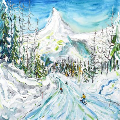Zermatt Matterhorn ski print painting