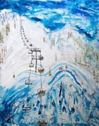 Palisades Tahoe KT 22 and Fingers and Eagles Nest Ski Art Painting