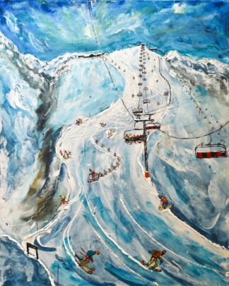 Ski Art Painting La Plagne. Ski Posters and Ski Prints