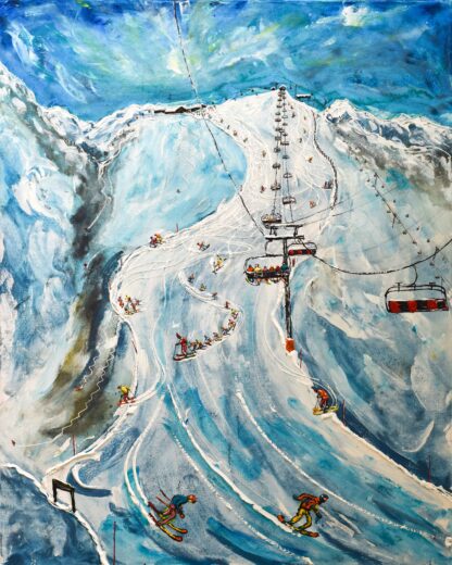 Ski Art Painting La Plagne. Ski Posters and Ski Prints