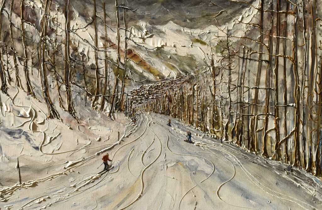 Skiing Painting available as a ski print or ski poster of Val d'Isere and Tignes