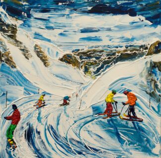 Flaine Grand Massif Ski Painting and Ski print