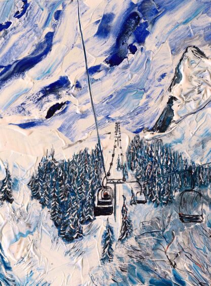 wengen ski painting and ski print