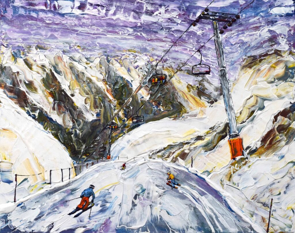 Chamonix Ski Painting and Ski Prints