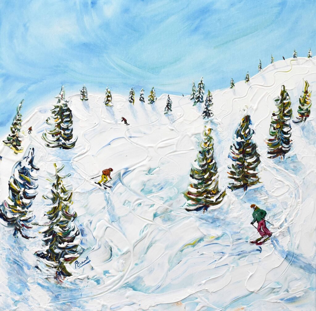 Chamonix Ski Painting and Ski Prints