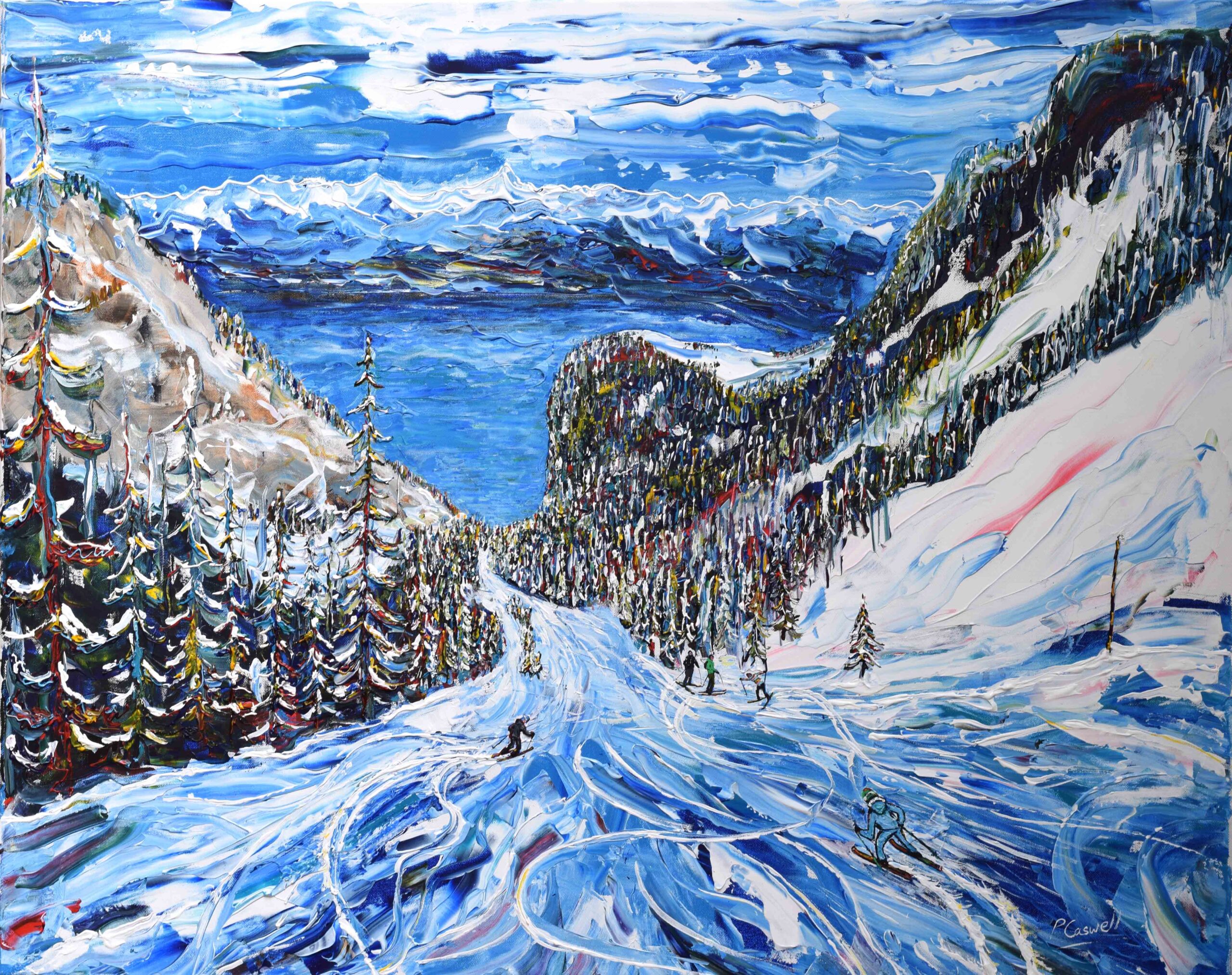 Lake Geneva Ski Painting, Switzerland