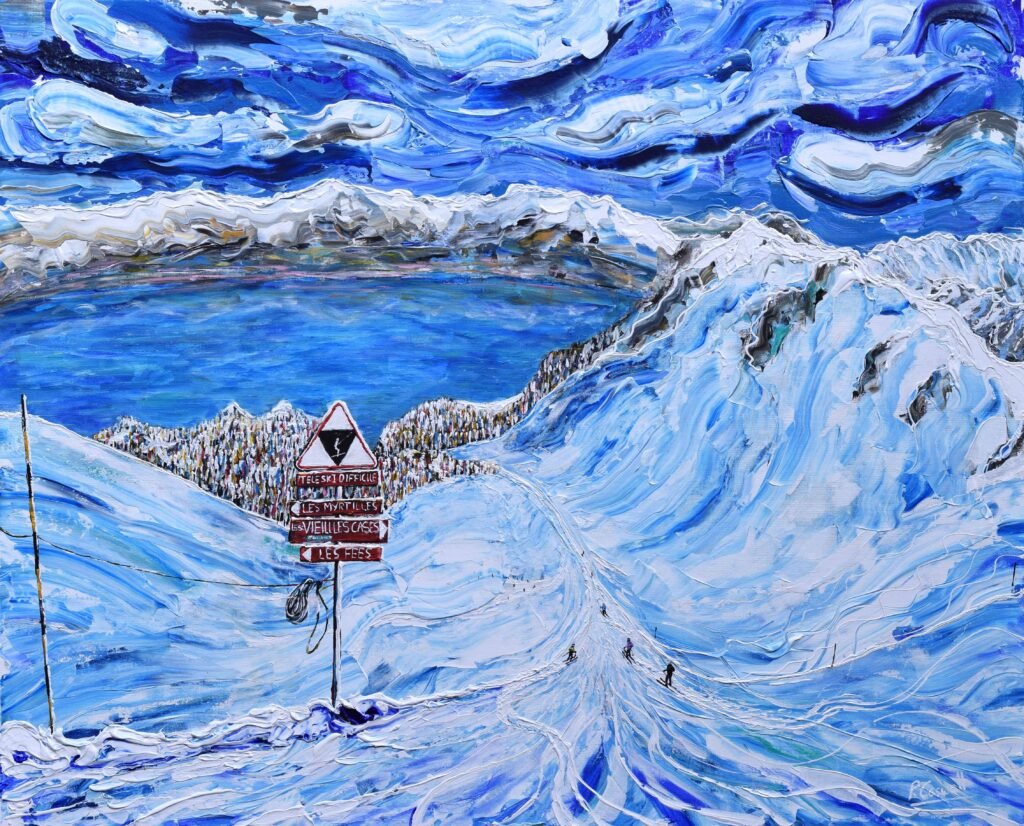 Lake Geneva Ski Painting, Switzerland