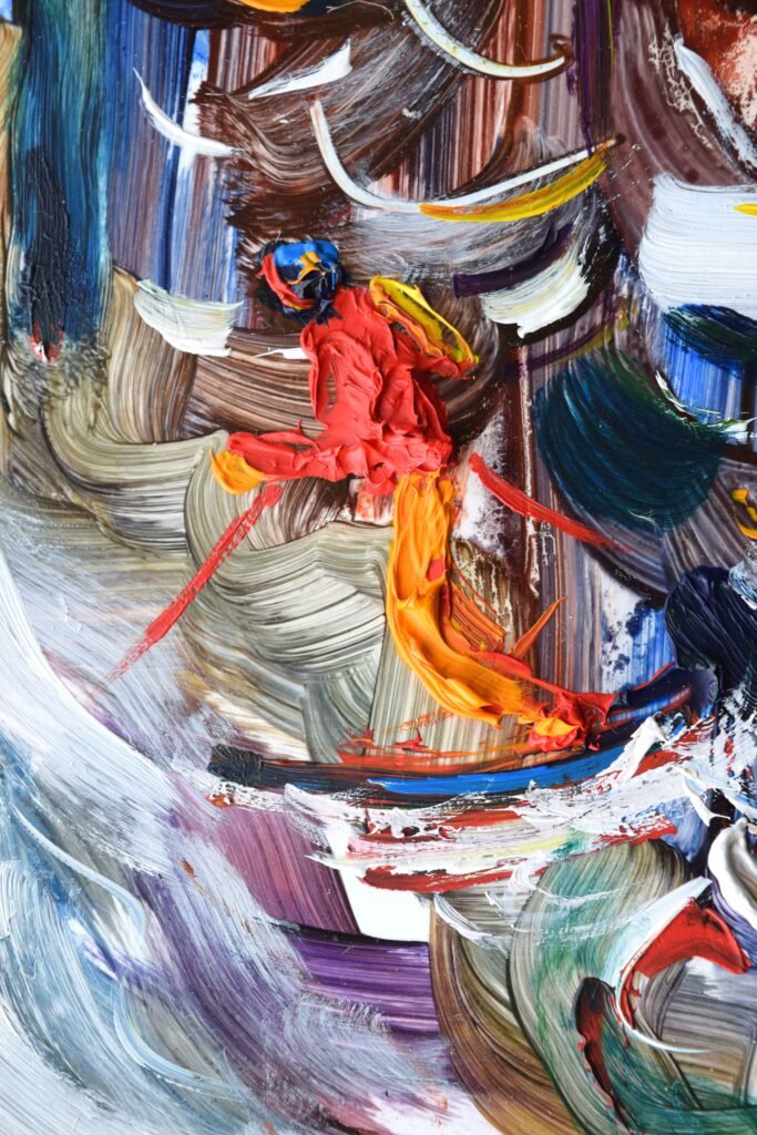  Ski Art Paintings of a single abstract skier in close up