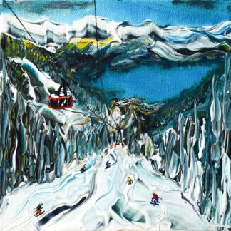 Zell am See Ski Painting of Zell Lake