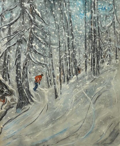 Snowboarding in the woods Lake Louise Canada Snowboard Painting
