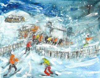 Glenshee Ski Painting Drag Lift in the Snow
