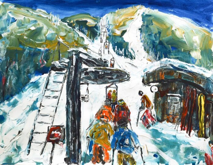 Steamboat Bar UE Chair Lift Ski Painting
