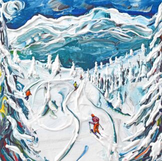Lake Louise ski painting and ski poster print