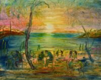 Sunset at Mykonos Painting