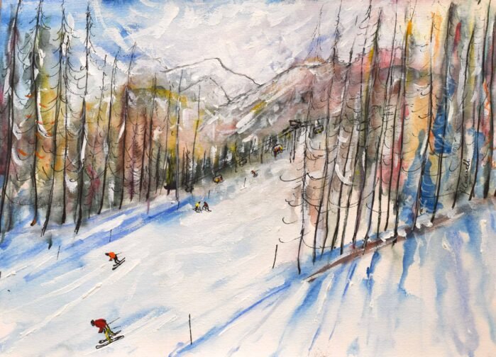 Cortina Ski Art Painting Fedare Chair lift