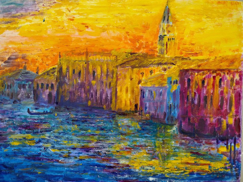 Venice art painting at sunrise lots of colour