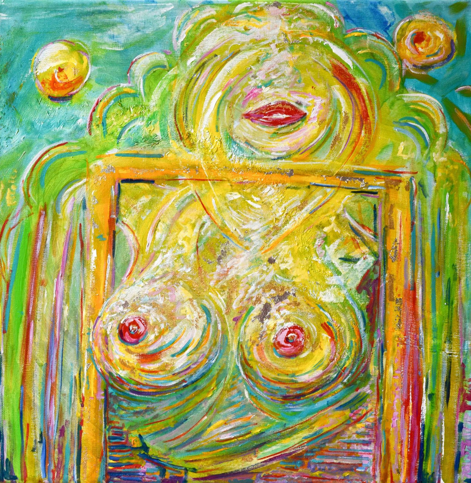 Nude art painting naked lady