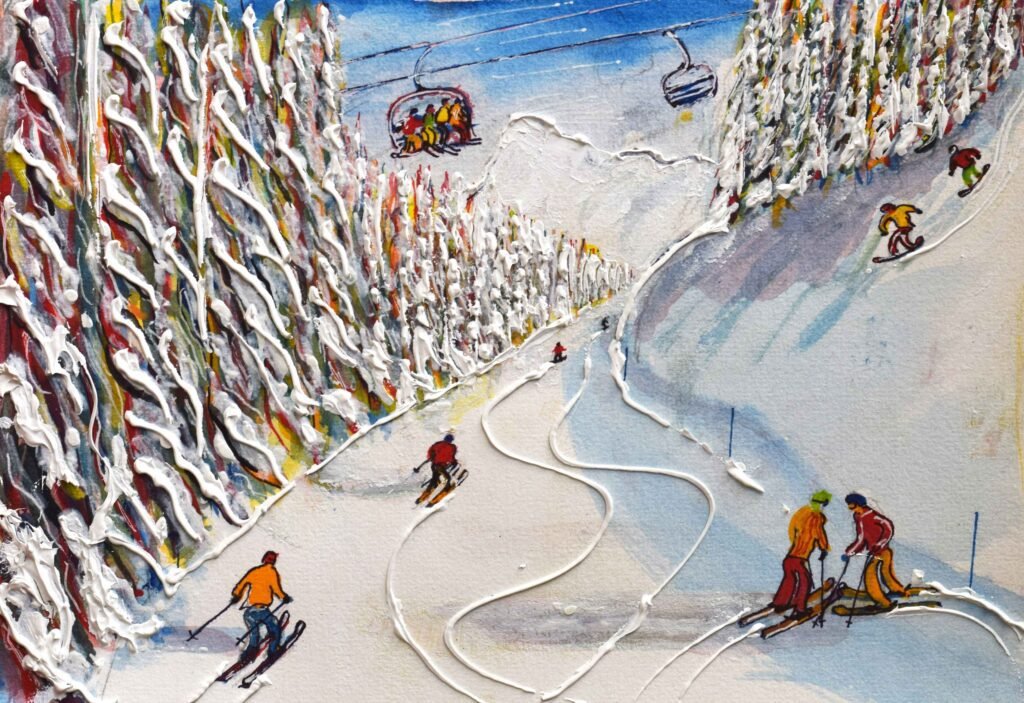 Ski Art Painting Les Arcs France